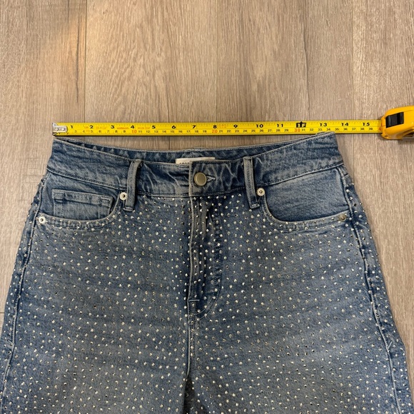 Good American Good Ease Crystal Embellished Wide Leg Jeans Loose Fit Size 00/24 - Picture 8 of 14